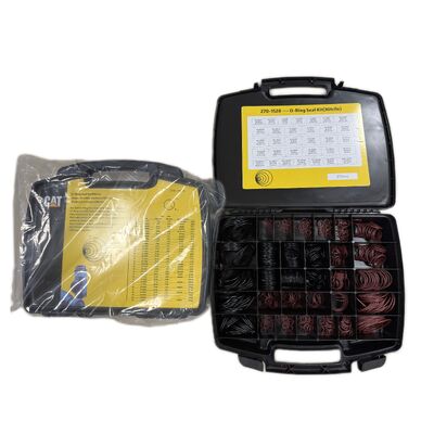Kit de reparo de vedações para escavadeira com caixa de armazenamento separada com grade e tabela de tamanhos impressa para fácil acesso e redução do tempo de inatividade da máquina