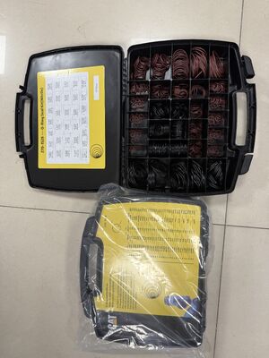 Kit de reparo de vedações para escavadeira com caixa de armazenamento separada com grade e tabela de tamanhos impressa para fácil acesso e redução do tempo de inatividade da máquina